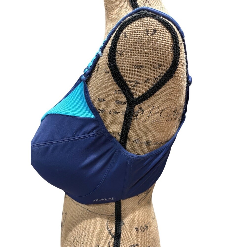 Adore Me Sports Bra Womens 38DDD Blue Colorblock Full Coverage Support - Picture 5 of 10